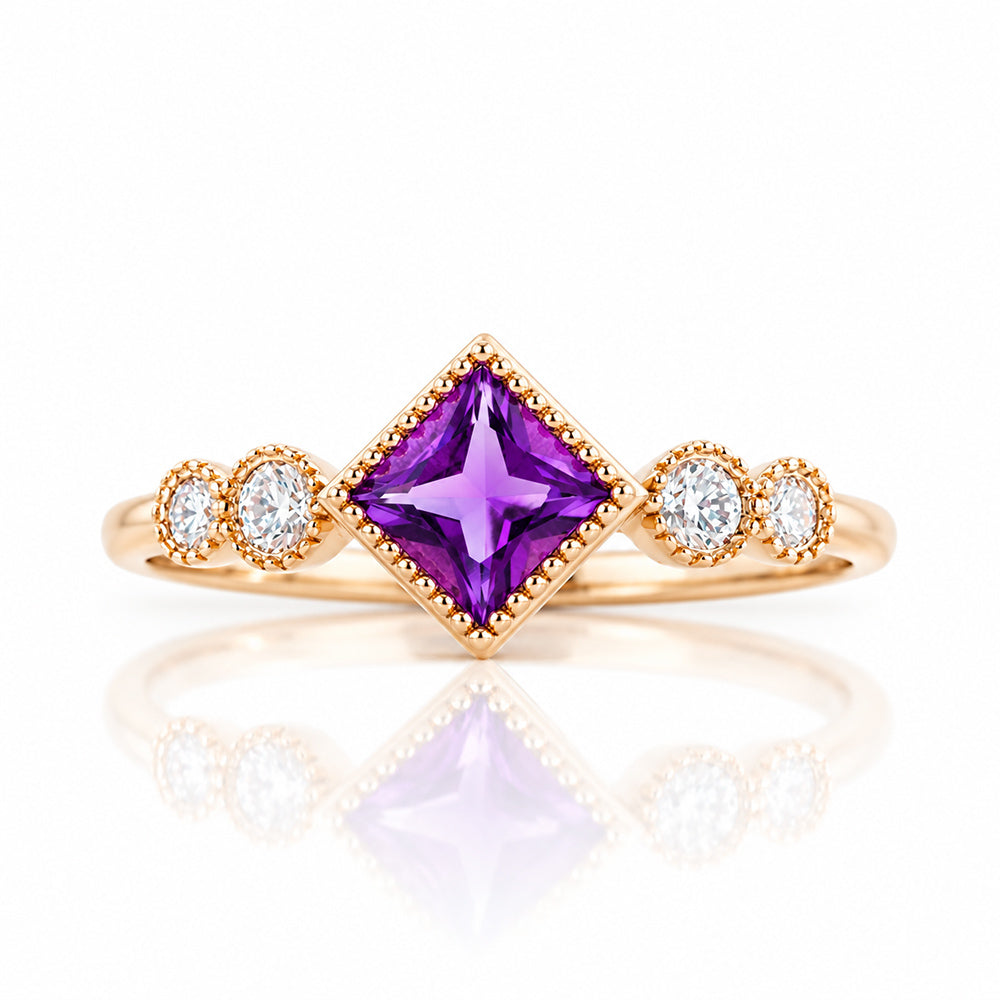 Shay, an Amethyst and Lab Diamond Half Eternity Ring - Victoria's Jewellery