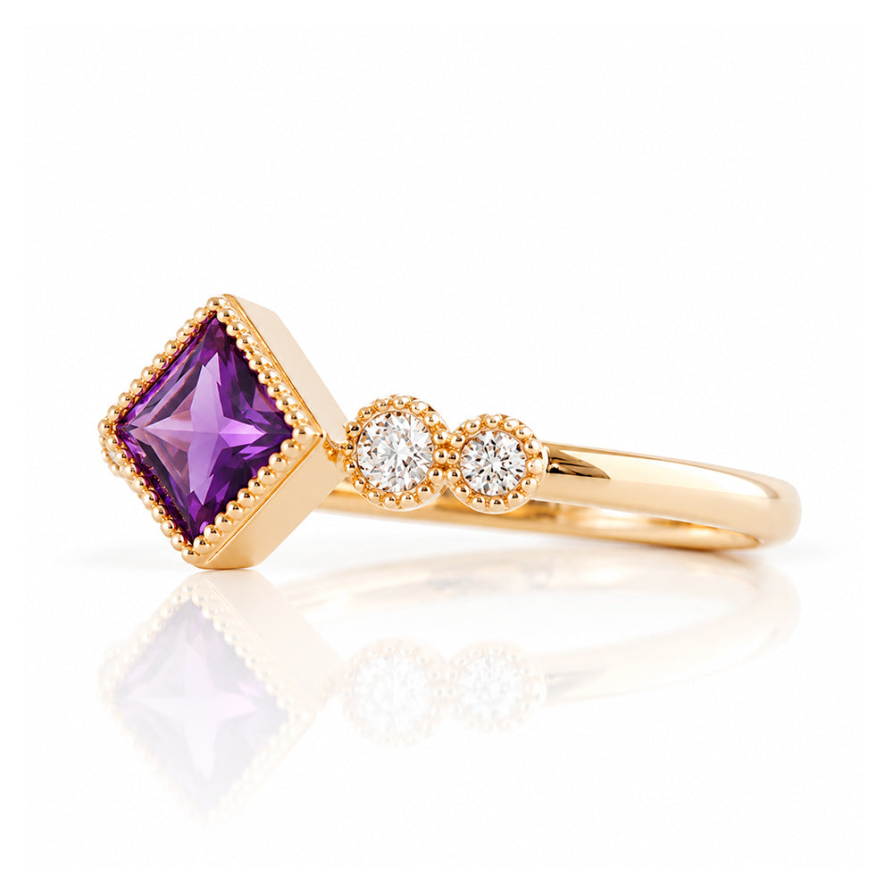 Shay, an Amethyst and Lab Diamond Half Eternity Ring - Victoria's Jewellery