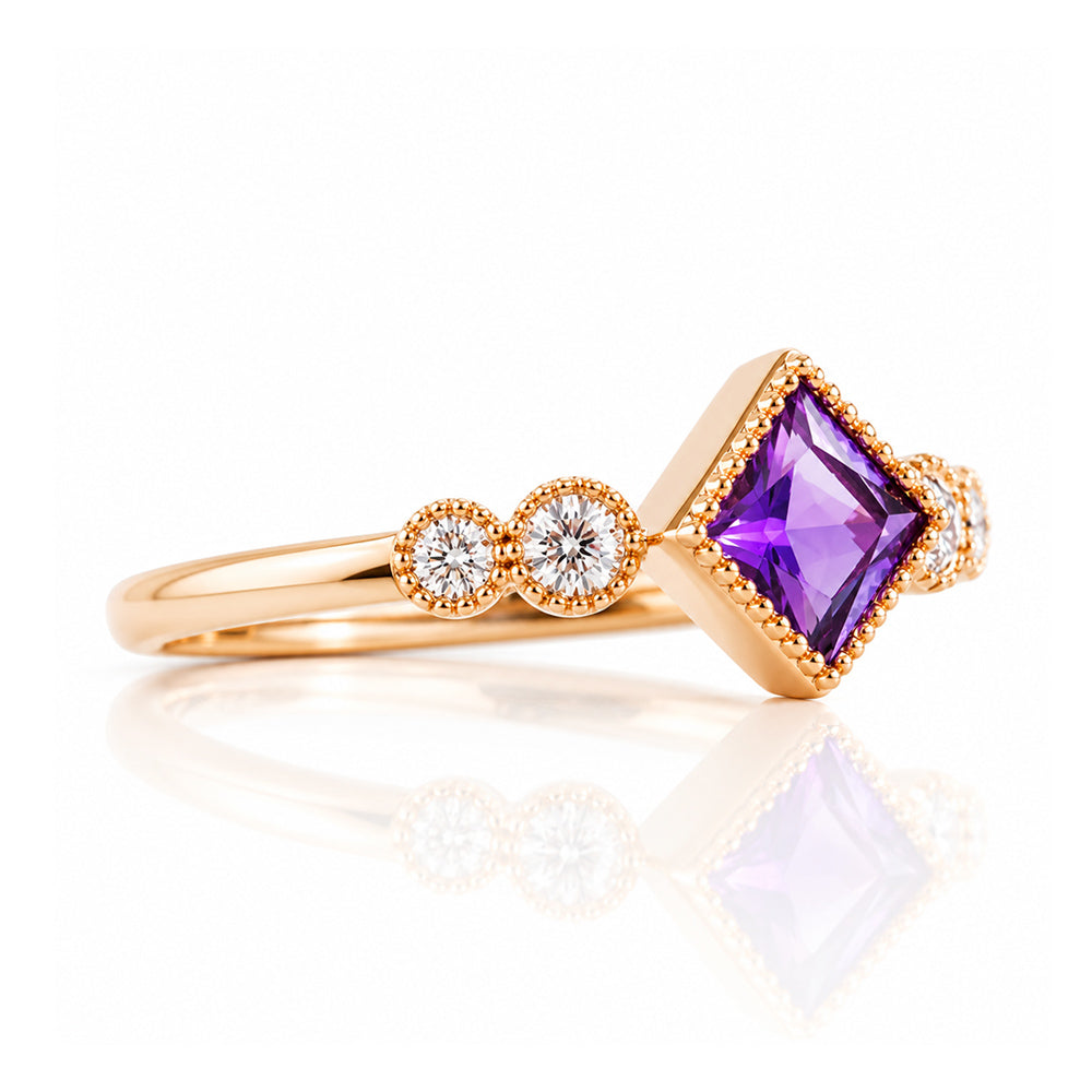 Shay, an Amethyst and Lab Diamond Half Eternity Ring - Victoria's Jewellery