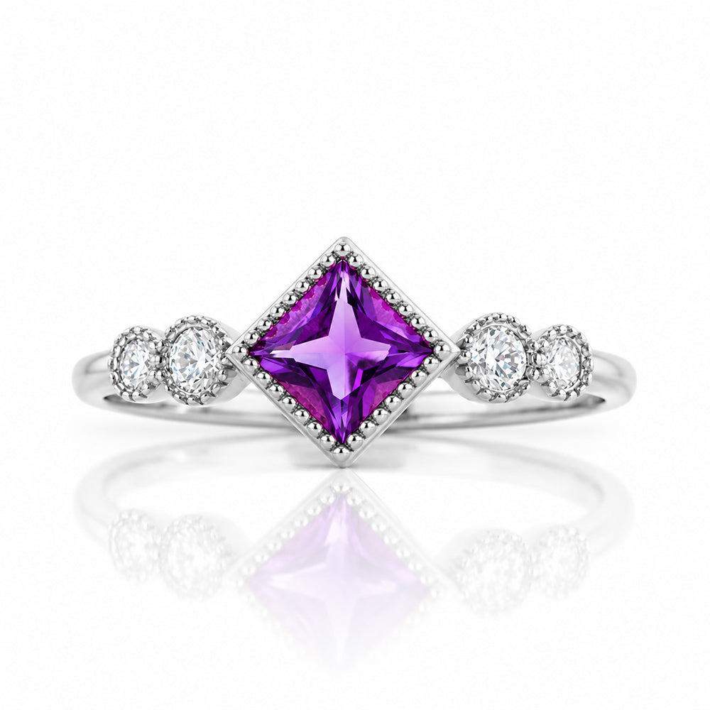 Shay, an Amethyst and Lab Diamond Half Eternity Ring - Victoria's Jewellery