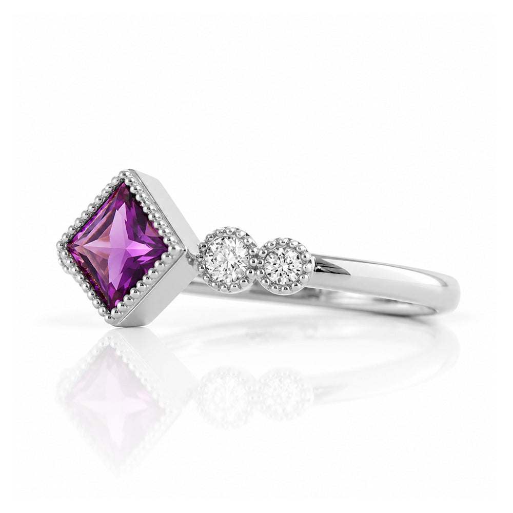 Shay, an Amethyst and Lab Diamond Half Eternity Ring - Victoria's Jewellery