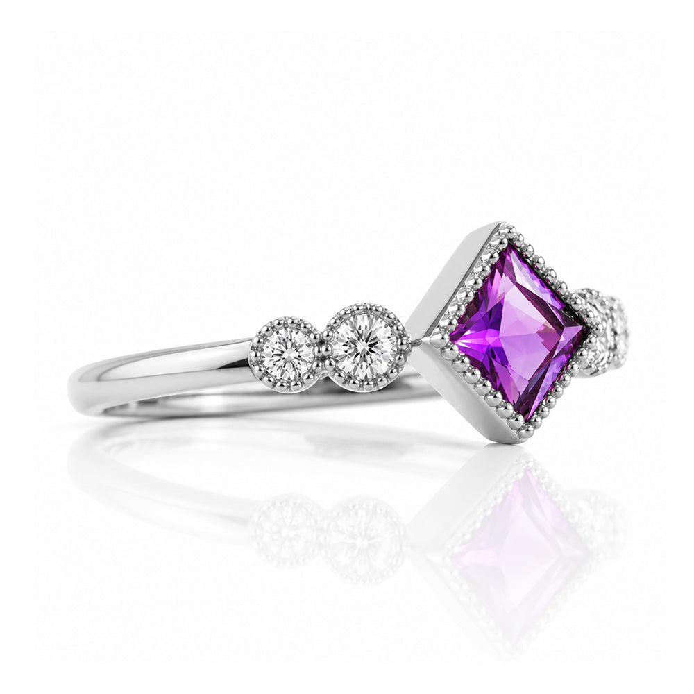 Shay, an Amethyst and Lab Diamond Half Eternity Ring - Victoria's Jewellery