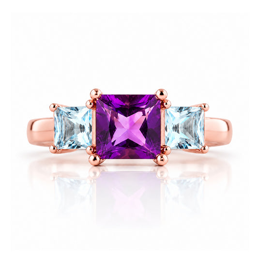 Anita, Amethyst and Topaz Trilogy Ring - Victoria's Jewellery