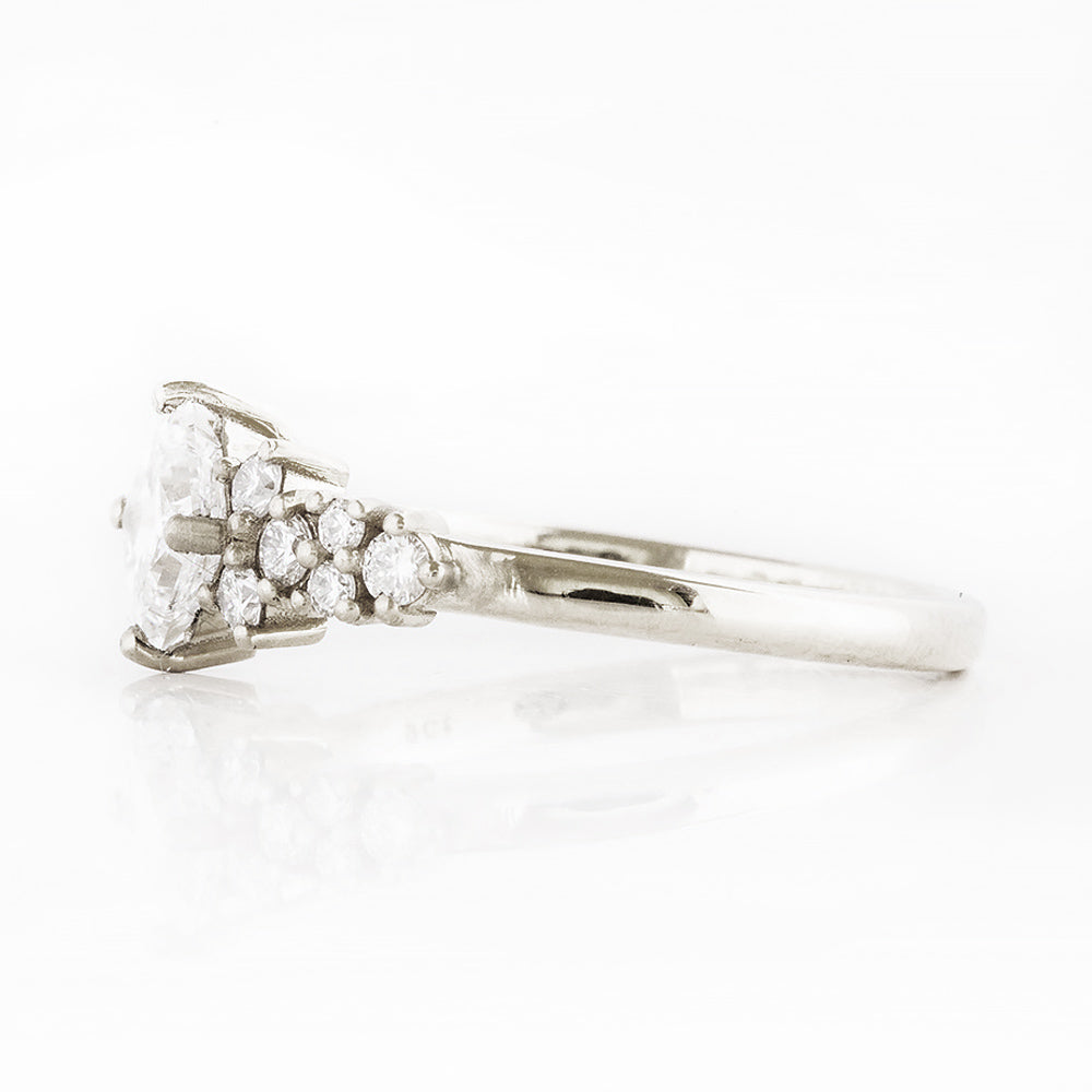 Princess cut Diamond Cluster Engagement Ring in White Gold - Victoria's Jewellery