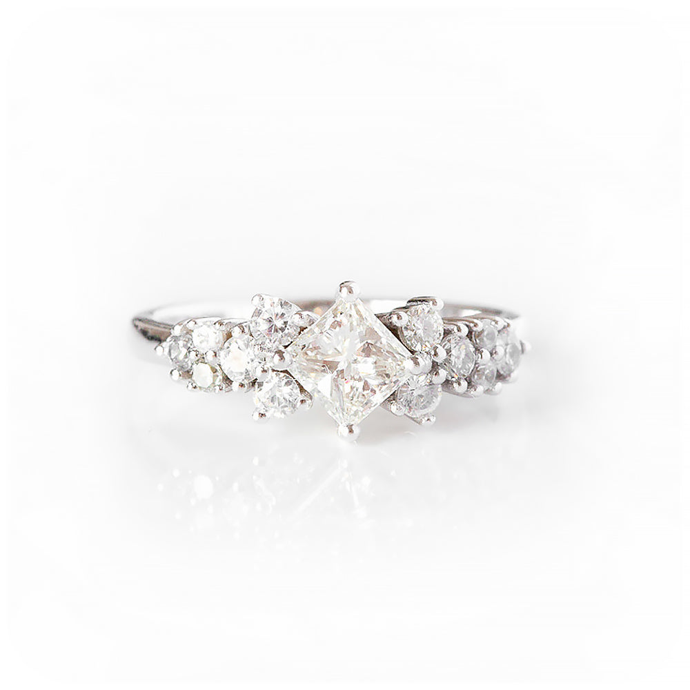 Princess cut Lab Diamond Cluster Engagement Ring - Victoria's Jewellery