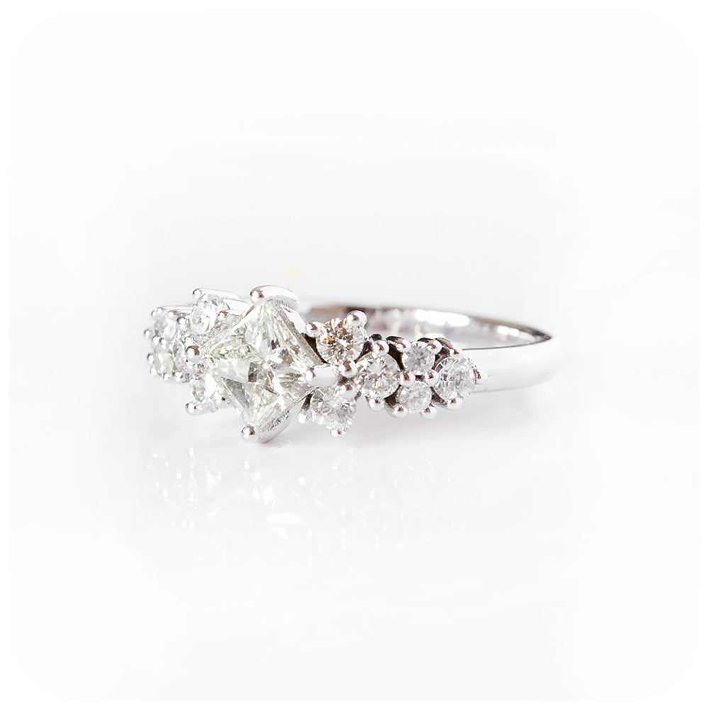 Princess cut Lab Diamond Cluster Engagement Ring - Victoria's Jewellery