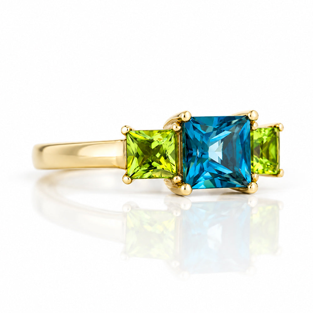 Anita, London Blue Topaz and Peridot Trilogy Ring