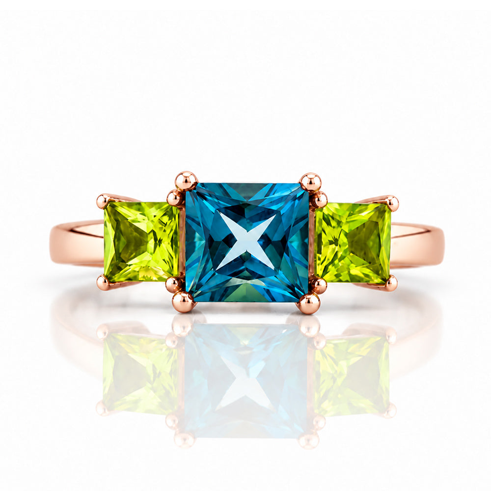 Anita, London Blue Topaz and Peridot Trilogy Ring