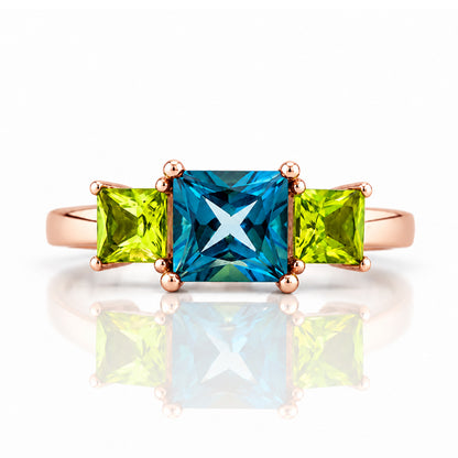 Anita, London Blue Topaz and Peridot Trilogy Ring