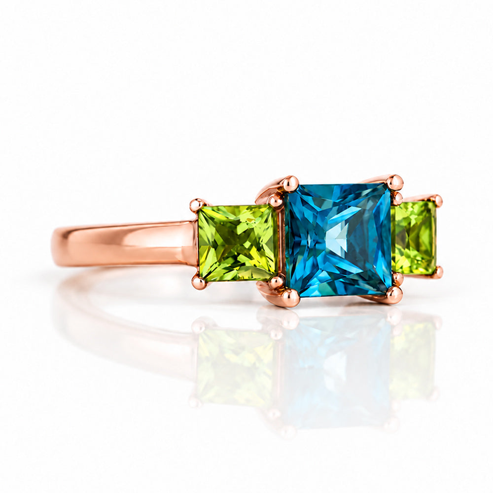 Anita, London Blue Topaz and Peridot Trilogy Ring