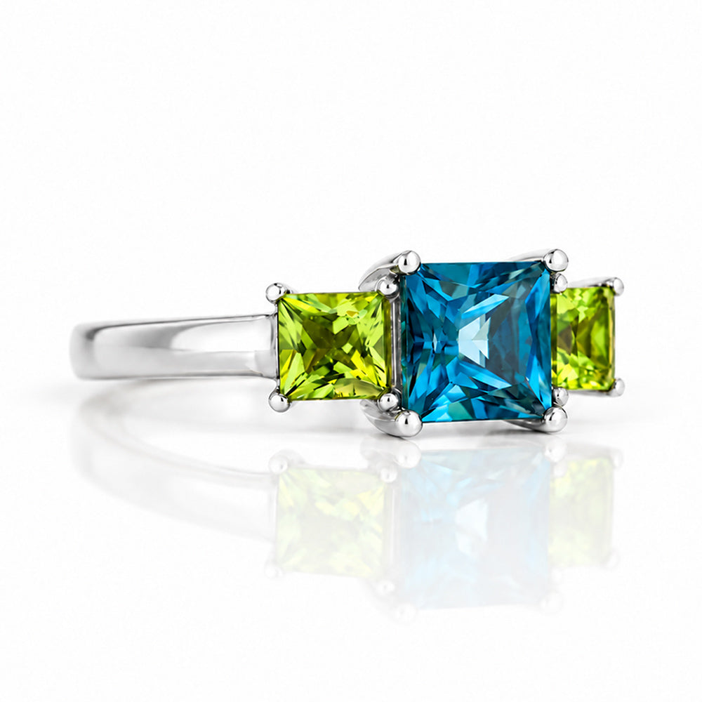 Anita, London Blue Topaz and Peridot Trilogy Ring