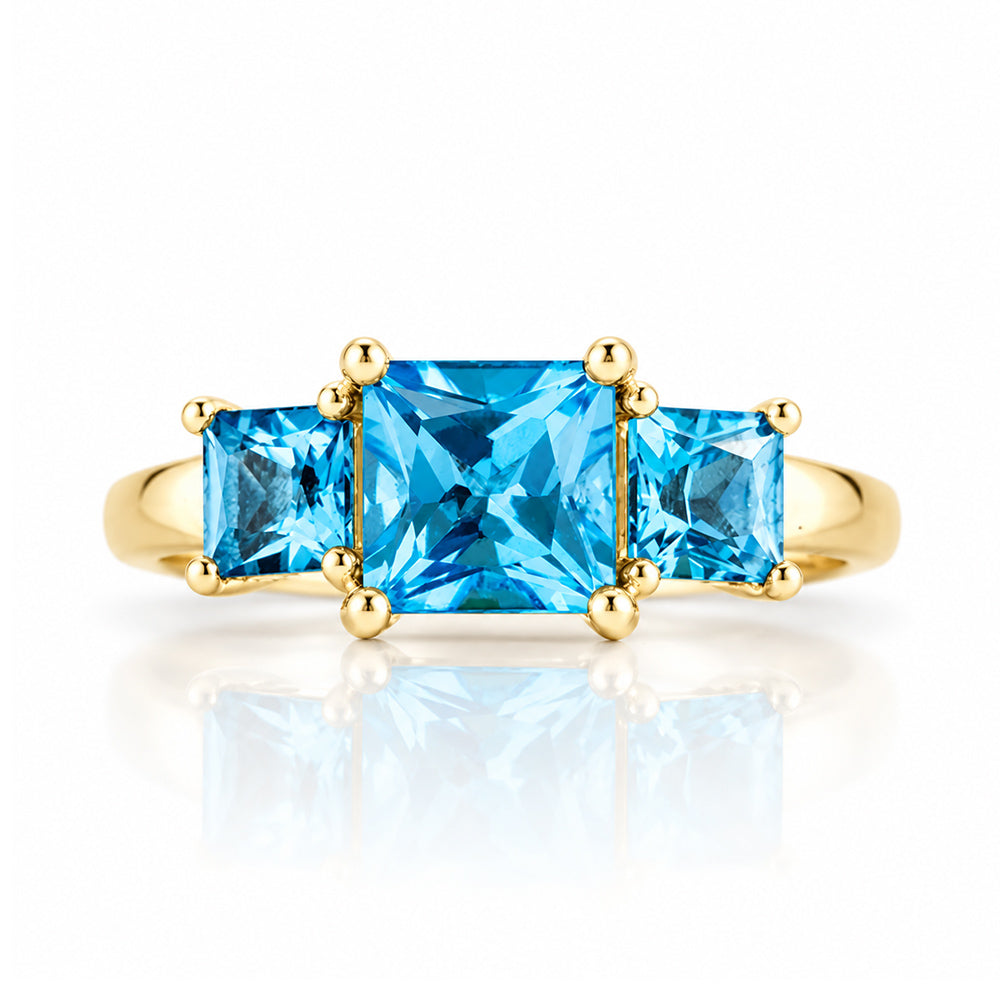 Anita, Princess cut Swiss Blue Topaz Ring