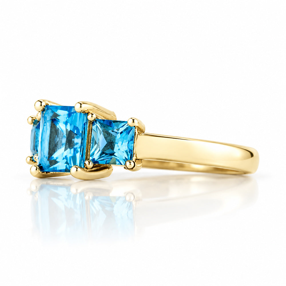 Anita, Princess cut Swiss Blue Topaz Ring