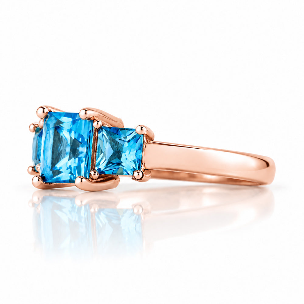 Anita, Princess cut Swiss Blue Topaz Ring