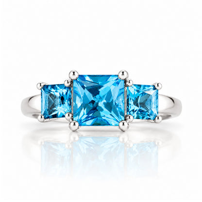 Anita, Princess cut Swiss Blue Topaz Ring