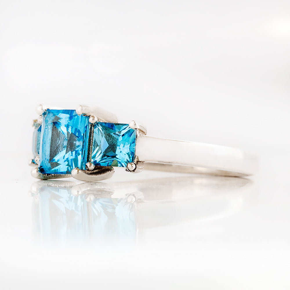 Anita, Princess cut Swiss Blue Topaz Ring