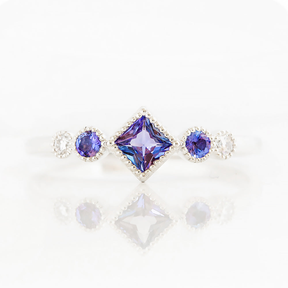 Shay, a Tanzanite and Lab Diamond Ring