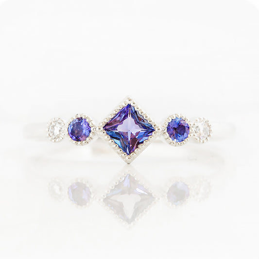 Shay, a Tanzanite and Lab Diamond Ring