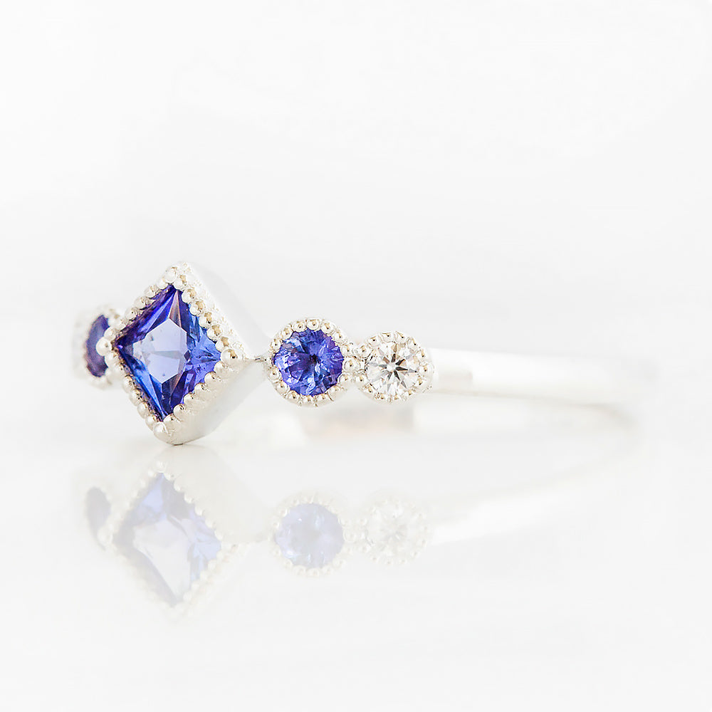 Shay, a Tanzanite and Lab Diamond Ring