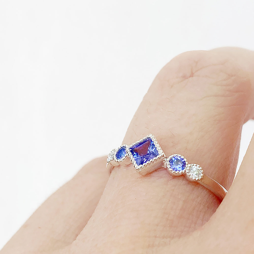 Shay, a Tanzanite and Lab Diamond Ring