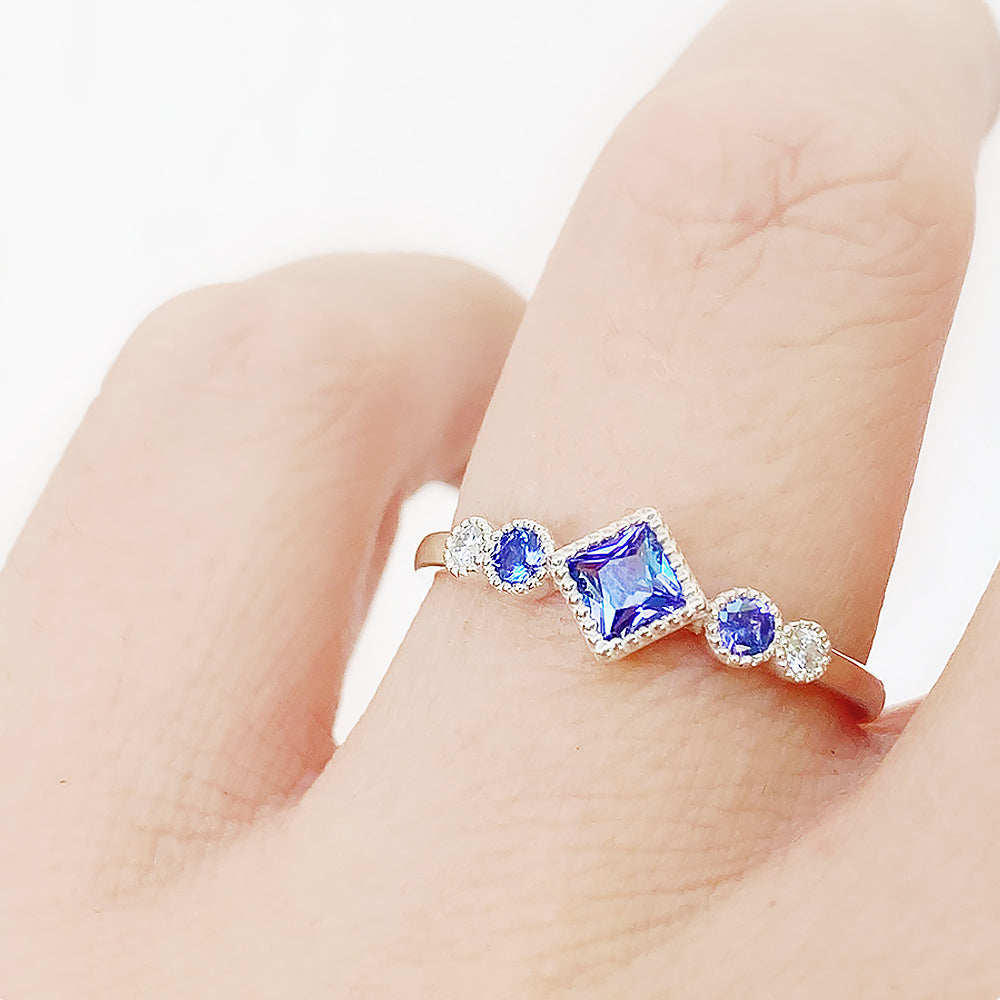 Shay, a Tanzanite and Lab Diamond Ring