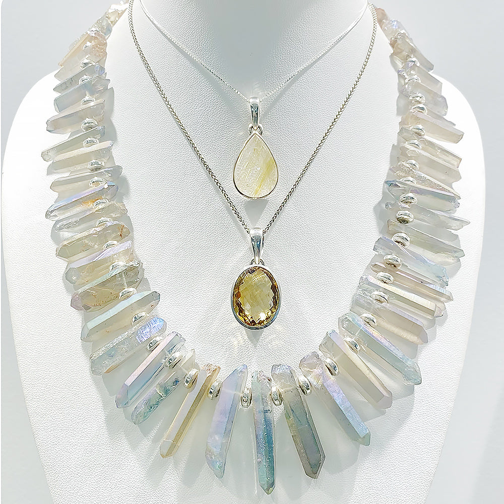 Aura Quartz Sticks and Hematite Necklace - Victoria's Jewellery