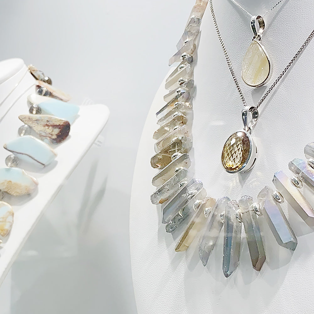 Aura Quartz Sticks and Hematite Necklace - Victoria's Jewellery