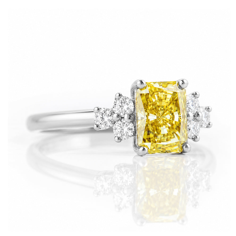 Este, a Radiant cut Yellow Lab Diamond Ring - Victoria's Jewellery