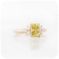 fancy yellow radiant cut moissanite engagement wedding ring - Victoria's Jewellery