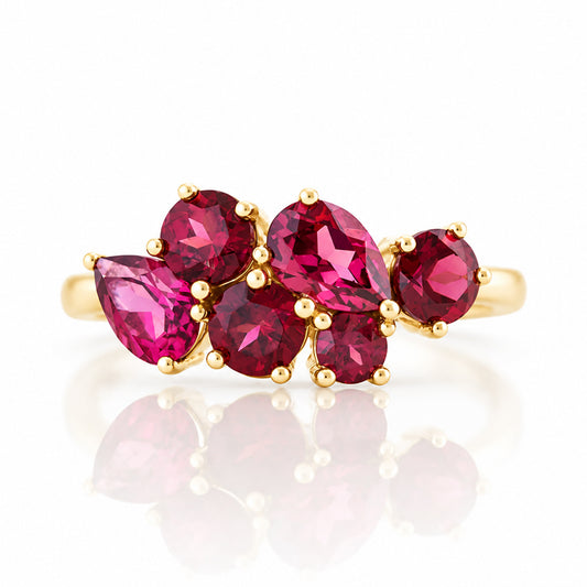 The Ena, a Cluster Ring with Rhodolite Garnet - Victoria's Jewellery