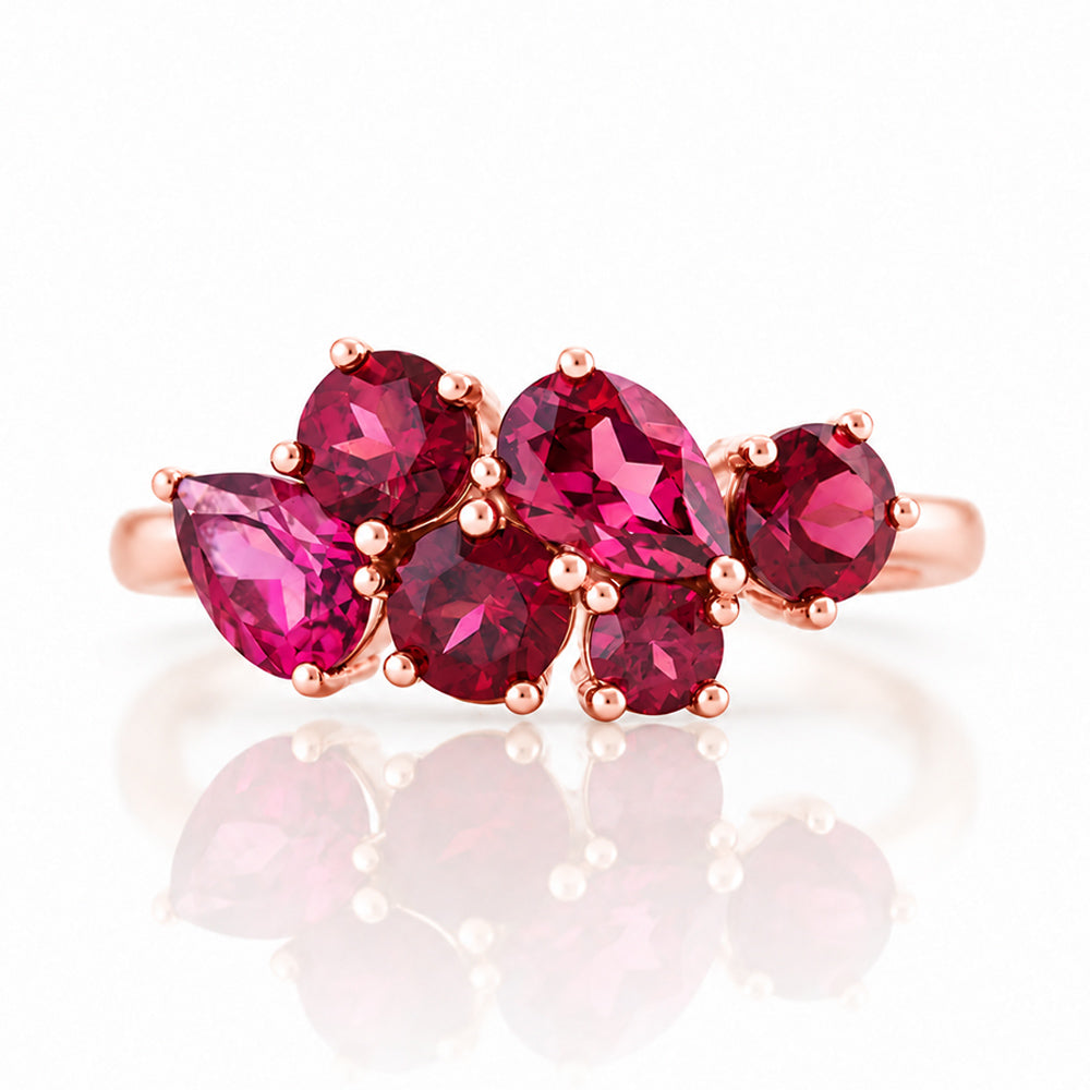 The Ena, a Cluster Ring with Rhodolite Garnet