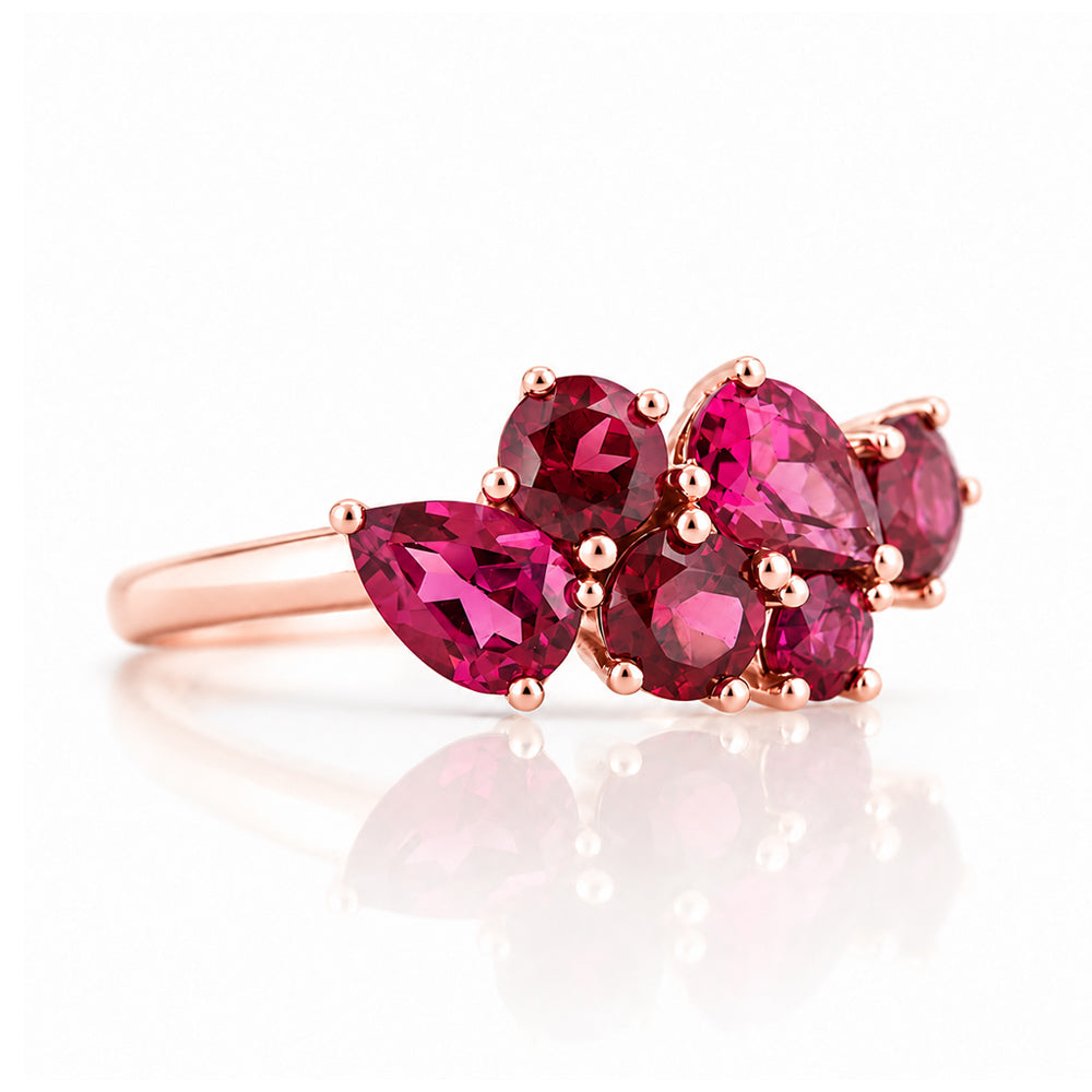 The Ena, a Cluster Ring with Rhodolite Garnet