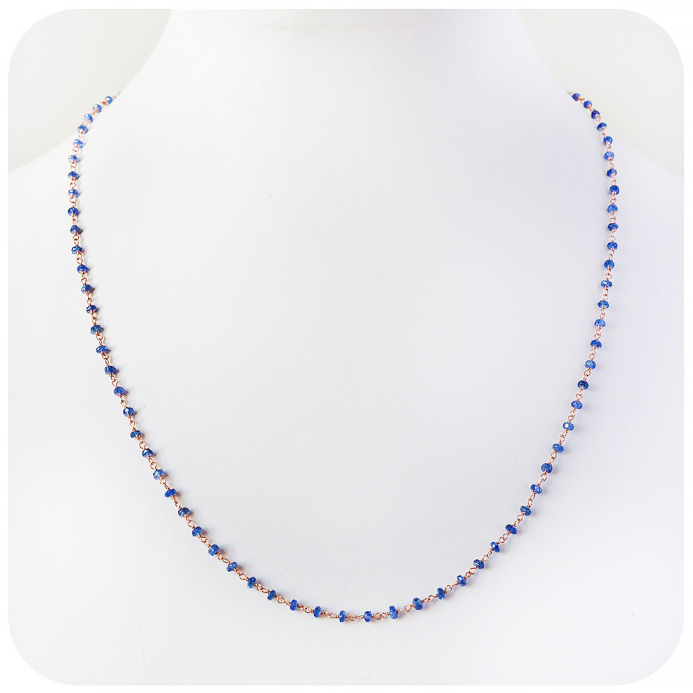 Blue Sapphire and Rose Gold Necklace