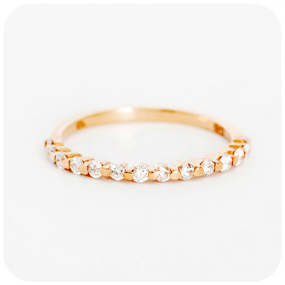 Brilliant cut Diamond half eternity stack ring in rose gold - Victoria's Jewellery