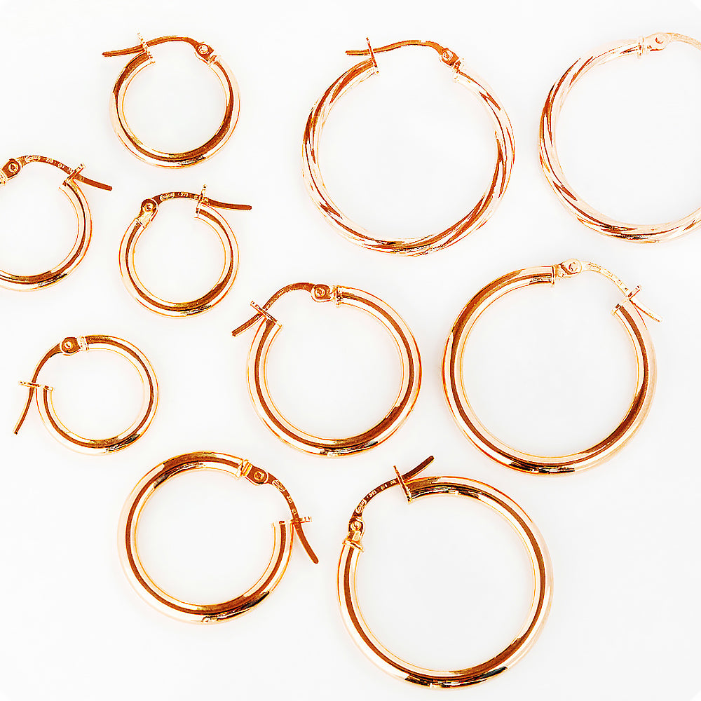 Rose Gold Hoop Earrings - 10mm - Victoria's Jewellery