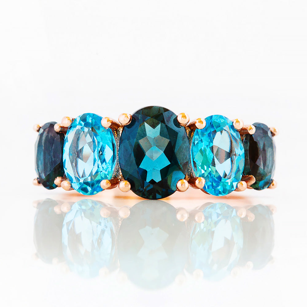 The London and Swiss Blue Topaz Queen Ring - Victoria's Jewellery
