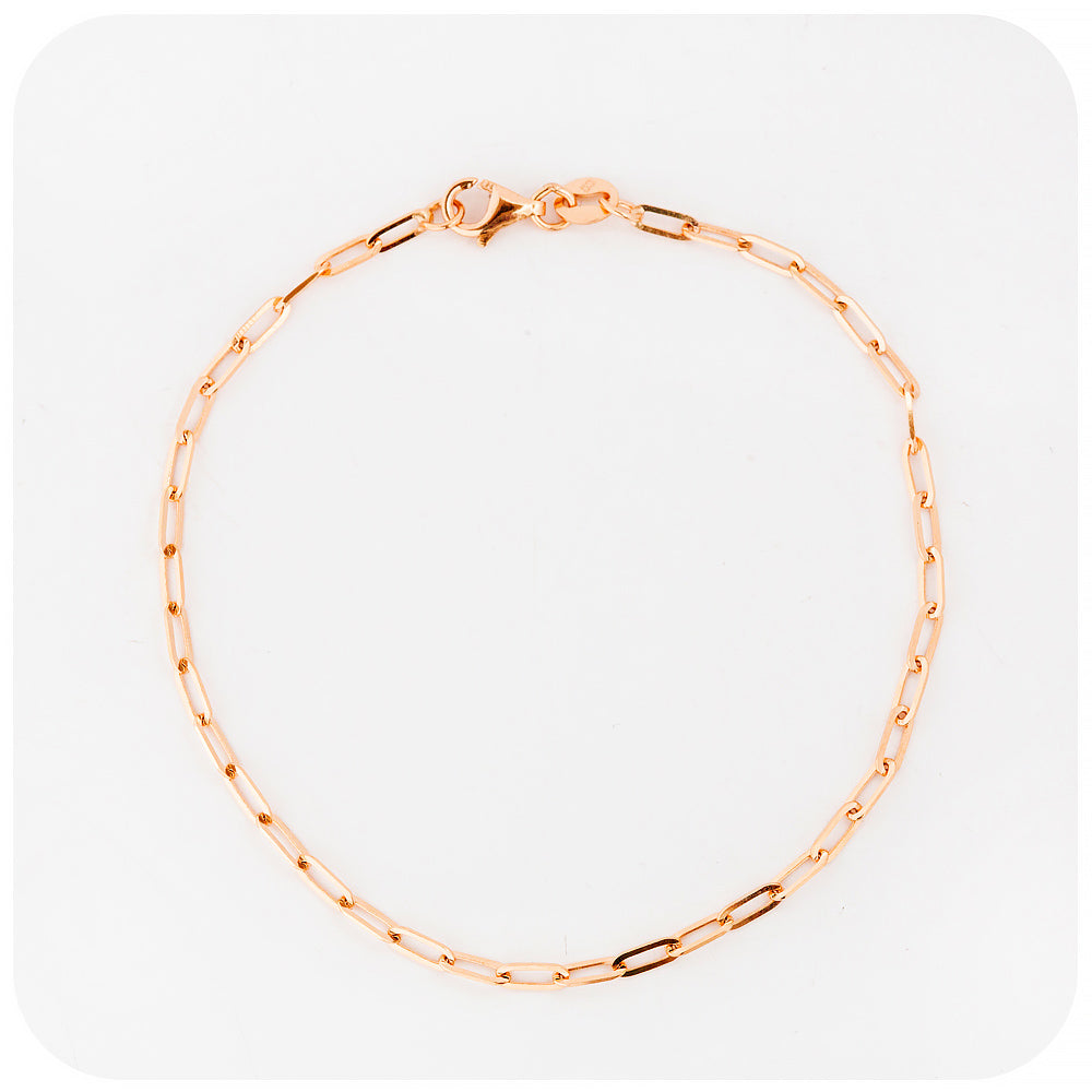 Rose Gold Paper Clip Bracelet - Victoria's Jewellery