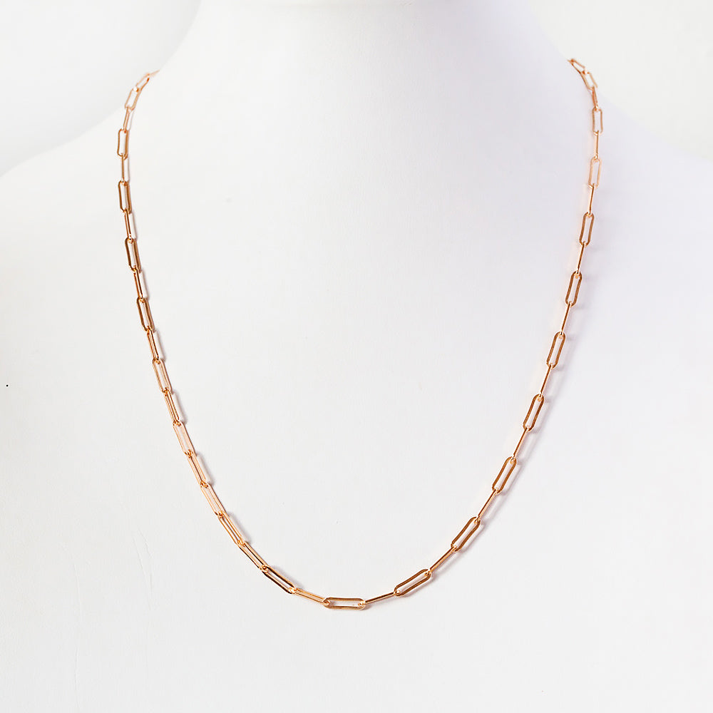 9k Rose Gold Paper Clip Chain - Victoria's Jewellery