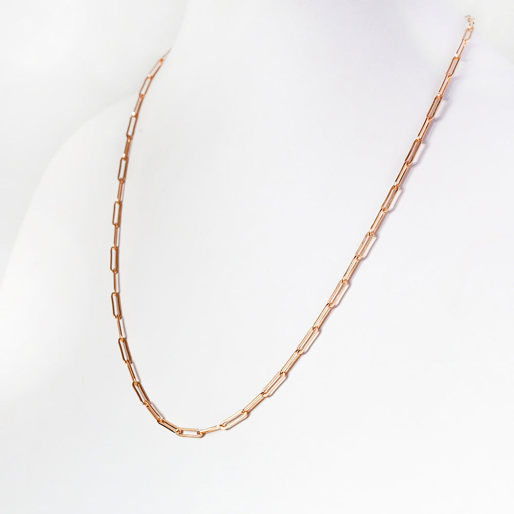 9k Rose Gold Paper Clip Chain - Victoria's Jewellery
