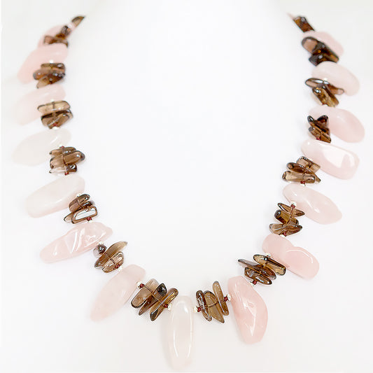 Rose Quartz and Smoky Quartz Necklace - Victoria's Jewellery