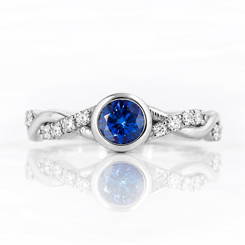 The Infinity, Tanzanite and Moissanite Ring in White Gold - Victoria's Jewellery