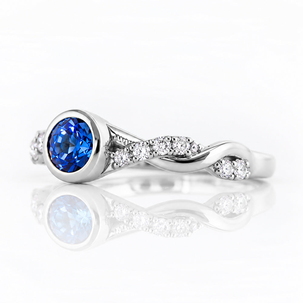 The Infinity, Tanzanite and Moissanite Ring in White Gold - Victoria's Jewellery