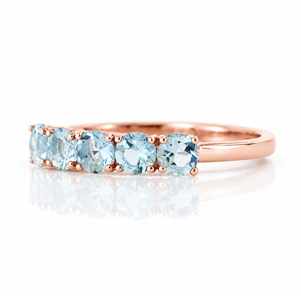 Annie, an Aquamarine Half Eternity Ring - Victoria's Jewellery