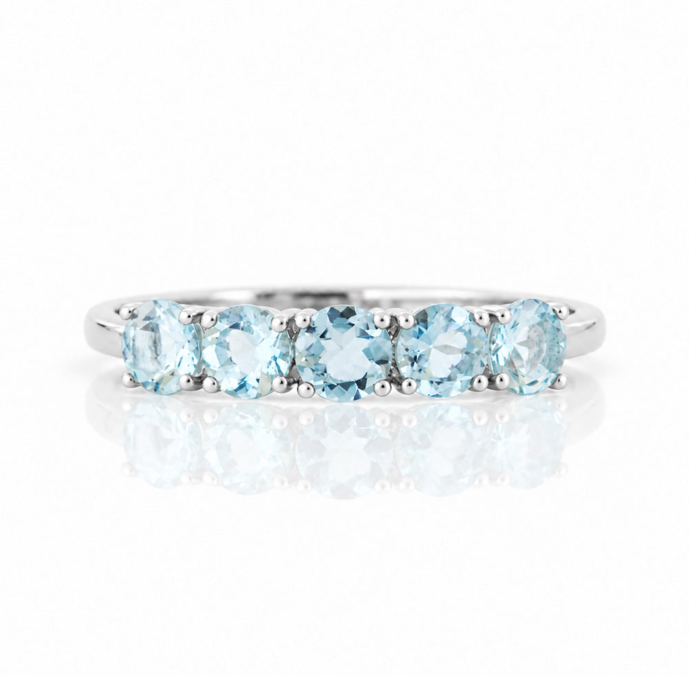 Annie, an Aquamarine Half Eternity Ring - Victoria's Jewellery