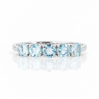 Annie, an Aquamarine Half Eternity Ring - Victoria's Jewellery