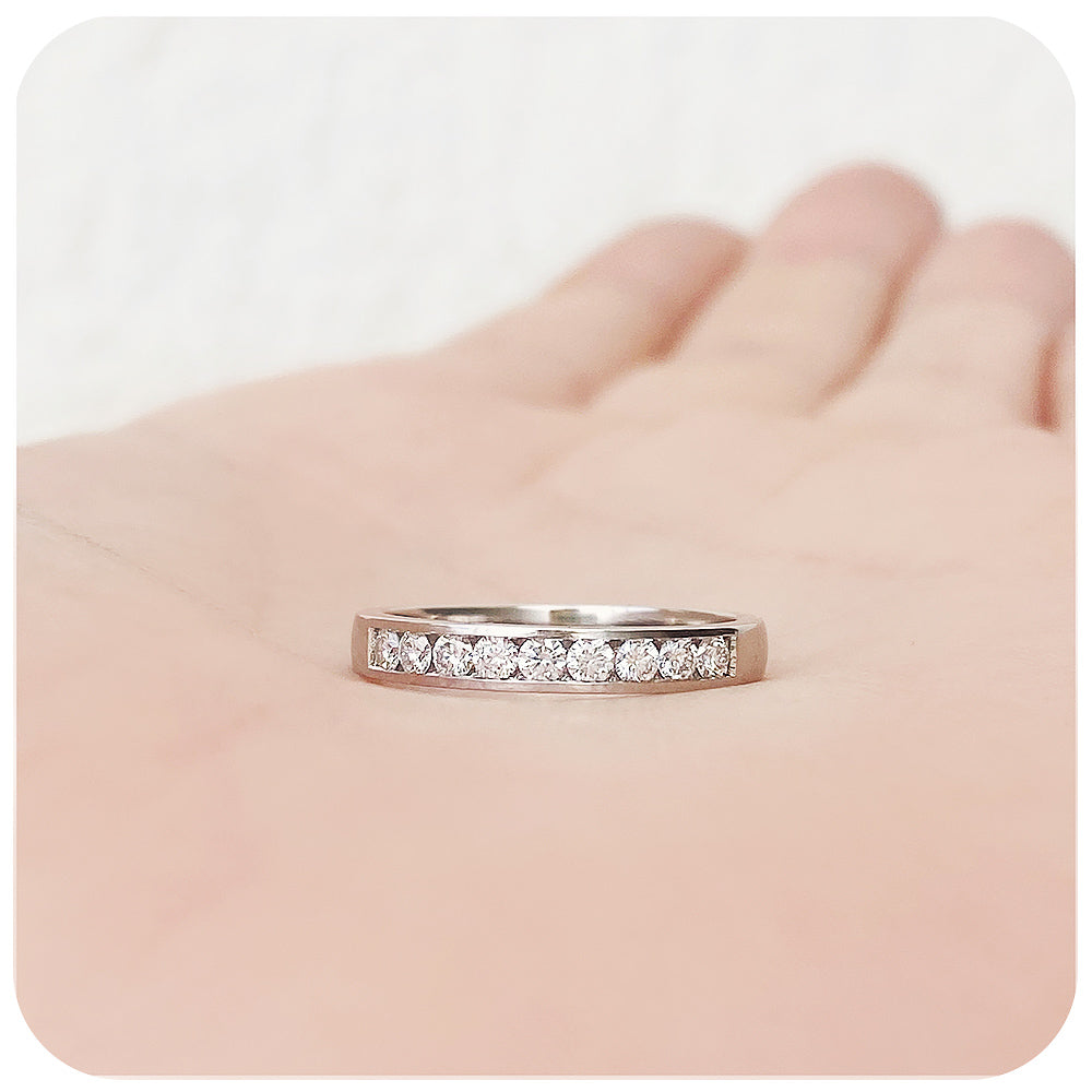 Brilliant cut Lab Grown Diamond Half Etenrity Channel set Wedding Band Ring - Victoria's JewelleryaBrilliant cut Lab Grown Diamond Split Band Engagement Ring - Victoria's Jewellery