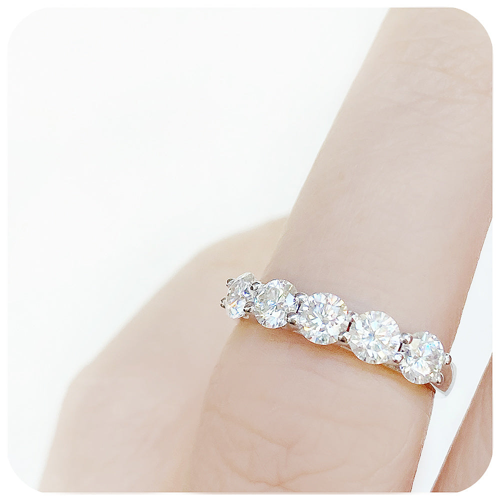 Round cut Lab Diamond Trellis Half Eternity Ring - Victoria's Jewellery