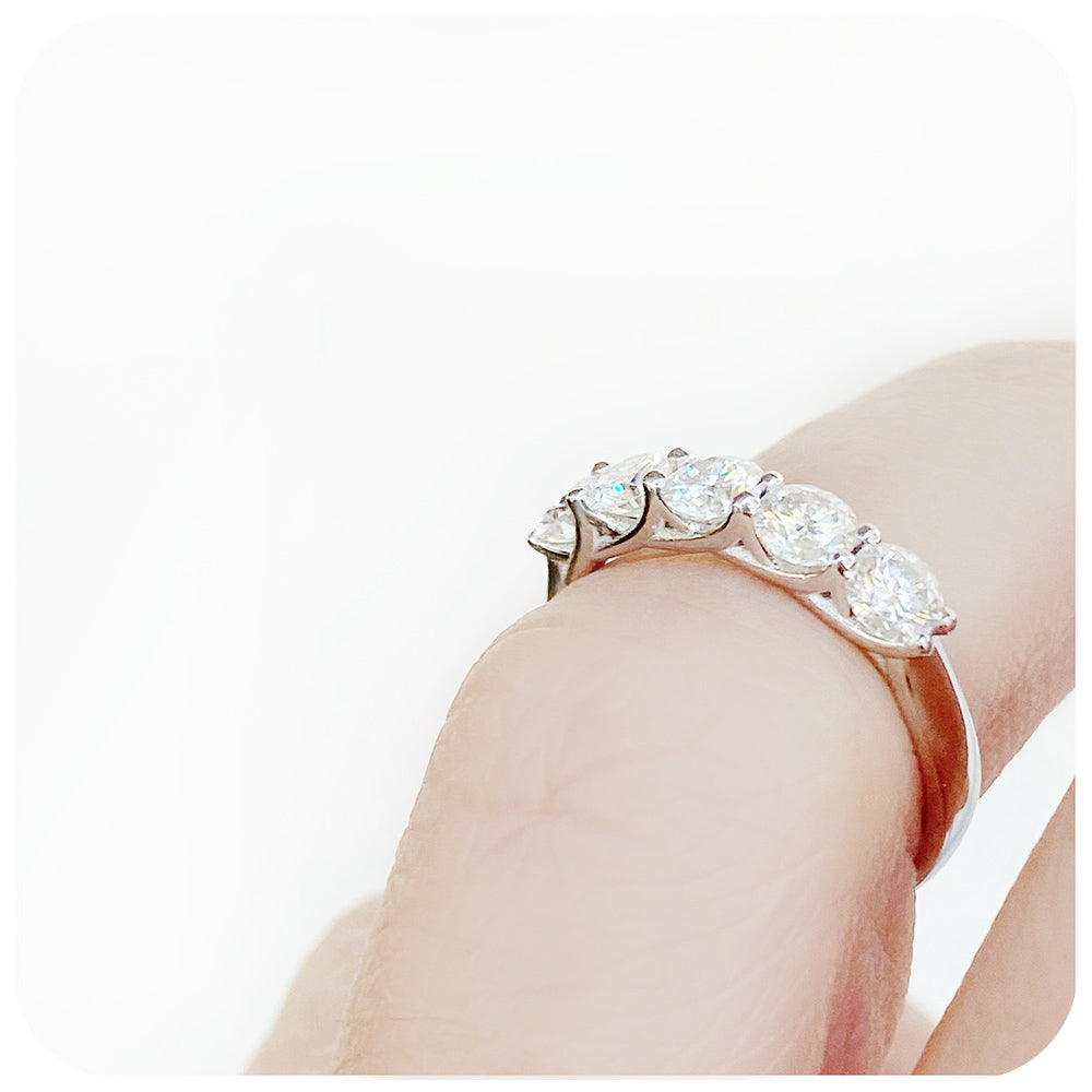 Round cut Lab Diamond Trellis Half Eternity Ring - Victoria's Jewellery