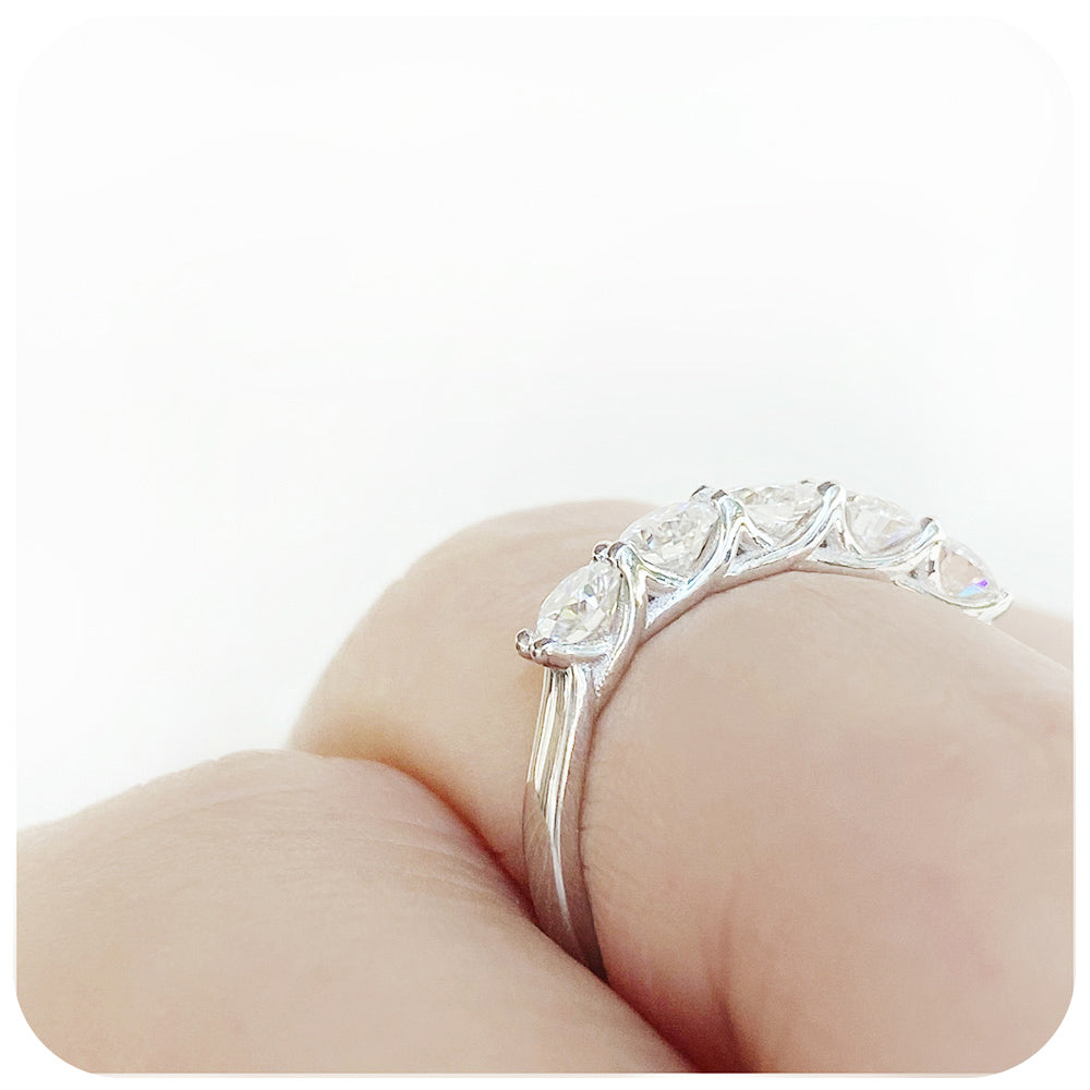 Round cut Lab Diamond Trellis Half Eternity Ring - Victoria's Jewellery