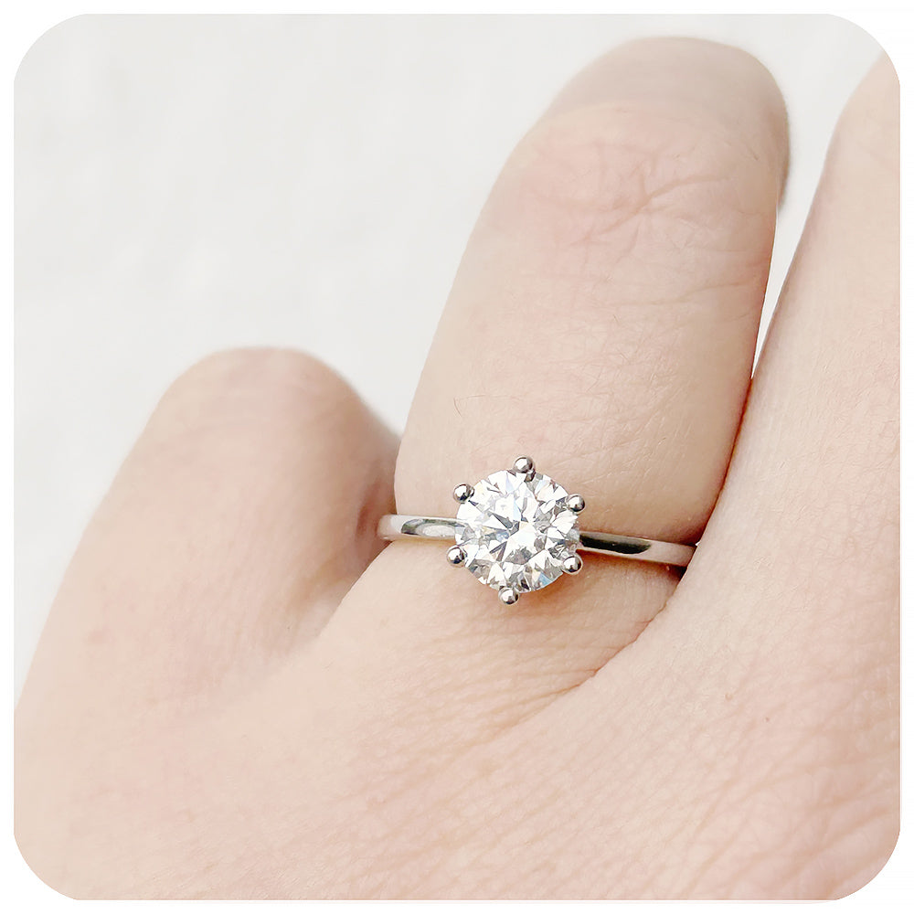 Round Brilliant cut Lab Grown Diamond Solitaire Engagement Ring - Victoria's Jewellery